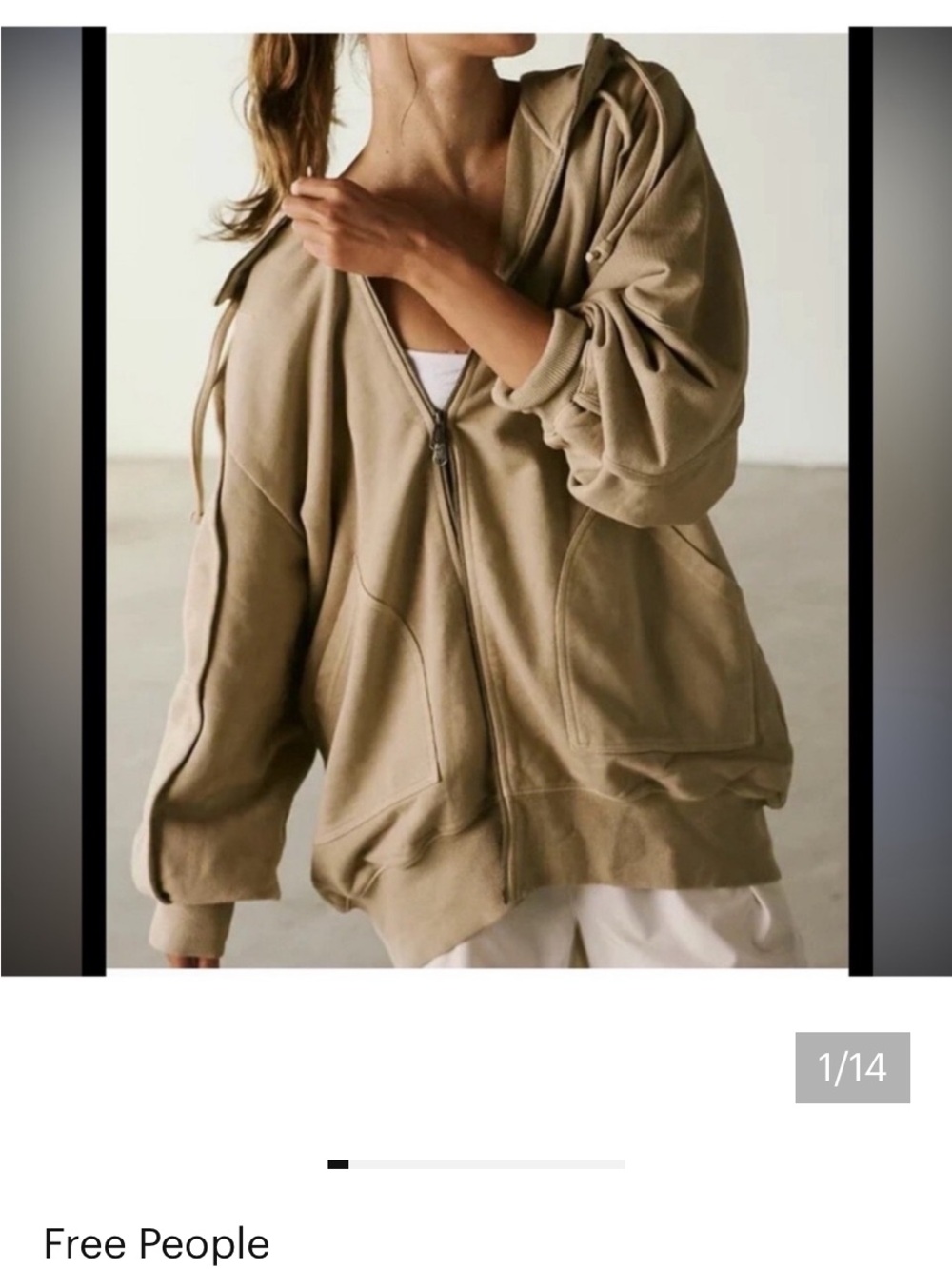 FP Movement by Free People - Tan Headliner Lines Zip Up Hoodie - Picture 2 of 12